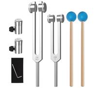 Jrifedptry Juego de tenedores de afinación OM136.1hz 256hz Chakra Tuning Energy Forks con patas de piedras preciosas naturales adecuadas para terapia de sonido, yoga