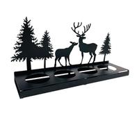 Jrifedptry Portavelas con forma de corona negra para velas de té, portavelas de metal moderno, portavelas sin mandril, bandeja cuadrada de aproximadamente 22,6 x 11,5 cm