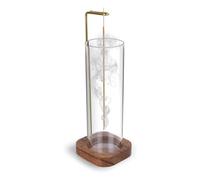 Jrifedptry Soporte para varillas de incienso de madera con recogedor de cenizas de vidrio extraíble, soporte para quemador de incienso sin desorden