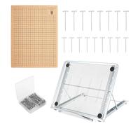 Jrifedptry Tablero de macramé y 110 pines, tablero de proyecto de macramé de 12 x 16 pulgadas con soporte ajustable, para trenzar pulseras y crear macramé