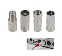 JRILUO 4 unids Kit Adaptadores Coaxiales TV, Enchufe F Macho A Toma TV Hembra, Kit Conectores Coax Para Cable Satélite, Cable Antena, Cable Avión, Adaptador F Type To Coax para Televisión