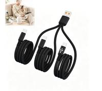 JRILUO Cable de carga rápida 3 en 1 USB a tipo C negro, cable de datos de nailon multitipo C 3 x 1,2 m, 3 A triple divisor tipo C, cargador USB a triple puerto tipo C, compatible con iPad Pro/Air