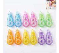 JRILUO Juego de 12 rollos correctivos de 4 m x 5 mm, ratón corrector en 6 colores con tapa protectora, corrección precisa para la escuela, la oficina y proyectos de bricolaje, corregir limpiamente