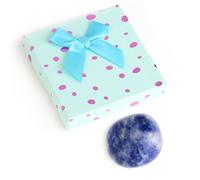 JRILUO Piedra de la suerte azul con tarjeta y caja de regalo, símbolo de coraje y confianza, piedra motivacional como amuleto de la suerte para estudiantes, estudiantes y adultos