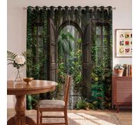 JRISEMECY Cortina Opaca Arco Ruinas Selva Tropical para Ventana Dormitorio