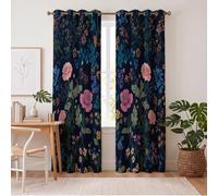 JRISEMECY Cortina Opaca Plantas Retro Art Nouveau para Ventana Dormitorio