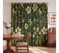 JRISEMECY Cortinas Opacas Verde Oliva Parterre Flores William Morris 225Cm
