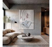 JRISEMECY Espacio De Túnel 3D Lienzo Pared Decorativo Sin Marco, Plata Moderno Minimalista Geométrico Cuadros Pintados Sobre Lienzo Impresiones, Para Sala De Estar Dormitorio Baño Cocina, 50X70Cm