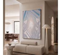 JRISEMECY Fantasía 3D Aviones Túneles Decoración Pared Salón Dormitorio | 30X40Cm Sin Marco, Pósteres Lienzos Geometría La Luz Solar Cielo, Cuadros Decorativos De Pared, Azul Blanco