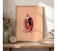 JRISEMECY Lindo Gato Granada Sin Marco Cuadros Decoracion Salon, Naranja Animales Frescos Frutas Cuadros Pintura Lienzos Decorativos Posters Dormitorio Comedor Decoración De Pared 40X50Cm