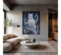 JRISEMECY Misterioso Búho Polar Decoración Pared Salón Dormitorio | 60X80Cm Sin Marco, Pósteres Lienzos Vórtice De Luz Estelar De Fantasía, Cuadros Decorativos De Pared, Azul Marino
