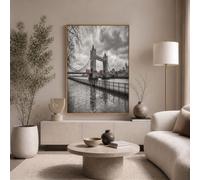 JRISEMECY Paisaje Urbano Londres Sin Marco Cuadros Decoracion Salon, Gris Puente La Torre Autobús Dos Pisos Cuadros Pintura Lienzos Decorativos Posters Dormitorio Comedor Decoración De Pared 70X100Cm