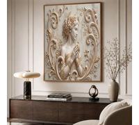 JRISEMECY Relieve De Diosa Barroca Sin Marco Cuadros Decoracion Salon, Beige Dorado Borde De Vides Nórdicas Cuadros Pintura Lienzos Decorativos Posters Dormitorio Comedor Decoración De Pared 30X40Cm