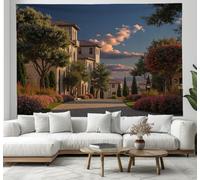 JRISEMECY Tapiz Del Dormitorio Arquitectura Nórdica Al Atardecer Ciudad Retro Suave Ligero Para Interiores Exteriores Marrón Colgante De Pared Arte De Pared Manta De Playa Paños De Picnic 230X180Cm