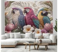 JRISEMECY Tapiz Del Dormitorio Loro Tropical 3D Flores Animal Realista Suave Ligero Para Interiores Exteriores Beige Colgante De Pared Arte De Pared Manta De Playa Paños De Picnic 200X150Cm