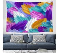 JRISEMECY Tapiz Dormitorio 150X100Cm Pintura Al Óleo Abstracta De Plumas Graffiti Con Degradado Tapiz Colgante Púrpura Microfibra Decoración De Pared Para Comedor Corredor Balcón Salón Apartamento