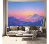 JRISEMECY Tapiz Grande Montañas Abstractas 3D, 230X180Cm Tapiz De Pared Arte Mural Paisaje Al Atardecer Decorativo Tapices Pared De Tela Para Sala De Estar, Habitación, Dormitorio, Azul Real