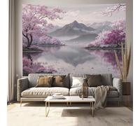 JRISEMECY Tapiz Grande Paisaje Japonés De Ensueño, 200X150Cm Tapiz De Pared Arte Mural Flores De Cerezo Montañas Decorativo Tapices Pared De Tela Para Sala De Estar, Habitación, Dormitorio, Carbón