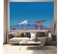 JRISEMECY Tapiz Pared Paisaje Japonés Monte Fuji, Colores Azul Cielo Bohemios Para Colgar En La Pared, Tapices Puerta Torii Tradicional Para Sala De Estar, Dormitorio, Decoración Del Hogar, 200X150Cm