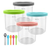 JRJRN Recipiente Creami para Ninja Maquina Helados - 4 Piezas Accesorios para Máquina de Hielo Ninja Creami, Contenedores de Pinta con Tapas para Ninja Creami NC300UK NC301 CN301CO Series