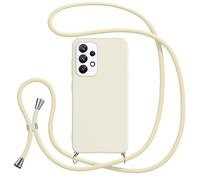 Jrkvniv Funda con Cuerda para Samsung Galaxy A53 5G,Mate Silicona Carcasa con Cordón Correa Colgante Ajustable Collar Correa Teléfono Trasero a Prueba de Golpes Case Cover,Blanco