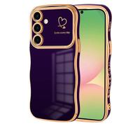 Jrkvniv Funda para Samsung Galaxy A56,Bonito Marco Ondulado Rizado Patrón de Corazón Carcasa Galvanoplastia Ultra Fina TPU Suave Flexible Anti-Choques Funda Case para Samsung Galaxy A56,Violeta oscuro