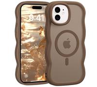 Jrkvniv Magnética Funda para iPhone 12/12 Pro, Compatible con MagSafe, Carcasa Marco de Ondas Forma Rizado Linda, Dorso Translúcida Mate Trasera Antigolpes Antiarañazos Case para Mujeres, Bruno