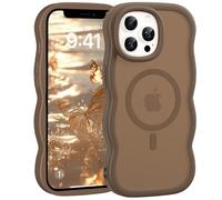 Jrkvniv Magnética Funda para iPhone 13 Pro, Compatible con MagSafe, Carcasa Marco de Ondas Forma Rizado Linda, Dorso Translúcida Mate Trasera Antigolpes Antiarañazos Case para Mujeres, Bruno