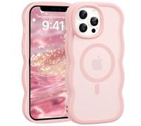 Jrkvniv Magnética Funda para iPhone 13 Pro Max, Compatible con MagSafe, Carcasa Marco de Ondas Forma Rizado Linda, Dorso Translúcida Mate Trasera Antigolpes Antiarañazos Case para Mujeres y Niñas,Rosa