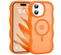 Jrkvniv Magnética Funda para iPhone 17, Compatible con MagSafe, Carcasa Marco de Ondas Forma Rizado Linda, Dorso Translúcida Mate Trasera Antigolpes Antiarañazos Case para Mujeres, Naranja