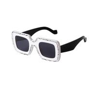 JRLLFD Gafas de sol cuadradas para mujer, gafas de sol rectangulares verdes para hombre, gafas de sol para exteriores UV400, C6 blanco gris, talla única