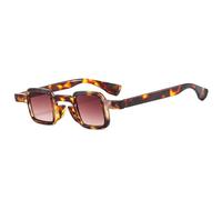 JRLLFD Gafas de sol cuadradas pequeñas retro para mujer, gafas de sol UV400 de doble color para hombre, gradiente de té de leopardo, talla única