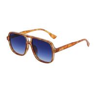JRLLFD Gafas de sol cuadradas retro con degradado para mujer, gafas de sol con decoración de remaches UV400, gafas de sol para hombre, degradado azul ámbar, talla única