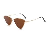 JRLLFD Gafas de sol de metal Triángulo Hip Hop Cyberpunk Gafas de sol irregulares con montura pequeña Gafas de viaje para mujer, Té dorado, talla única
