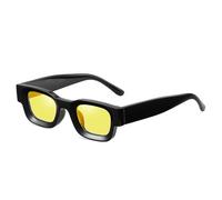 JRLLFD Gafas de sol polarizadas cuadradas para mujer, gafas retro con lentes oceánicos transparentes, gafas de sol punk para hombre, gafas de sol UV400, negro amarillo, talla única