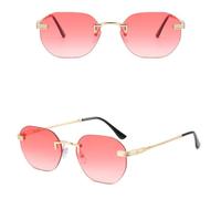 JRLLFD Gafas de sol sin montura de metal con lentes de corte amarillo degradado, gafas de sol cuadradas para hombres y mujeres, gafas de sol sin marco, C6 rosa, talla única