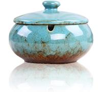 JRose Collections Cenicero de cerámica con tapas, resistente al viento, cenicero de cigarrillos para uso en interiores o exteriores, cenicero para fumadores, cenicero de escritorio para decoración de