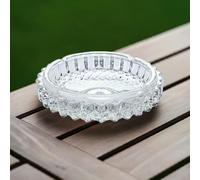 JRose Collections Elegante cenicero de cristal con corte de cristal, redondo, 12 cm, elegante y duradero (JR1508)
