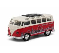 JRose Collections London Microbus Pull Back & Go Die Cast Toy Van - Bienvenido a Londres vehículo de recuerdo - Modelo clásico rojo y crema - 12 cm de ancho y 6 cm de altura - Puerta de apertura