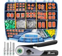 JRready DW5006-03 Deutsch - Kit de conectores con crimpadora, conector DT de 2 pines, conectores impermeables IP68 de 3 4 6 8 12 pines, herramienta de crimpado Deutsch para 12-22 AWG, contactos