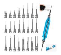 JRready ST5352-01 Herramienta de desbloqueo de terminal actualizada con 1 asas para almacenamiento y 26 consejos para el intercambio, herramienta de desmontaje para alemán AMP TE Molex Delphi JST JPT