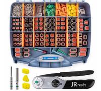 JRready ST6110-1 - Kit de conectores Deutsch de 2, 3, 4, 6, 8, 12 pines con terminales sólidos de tamaño 16 y sellos amarillos de 14 AWG, crimpadora JRD-HDT-48 equivalente a la herramienta de crimpado