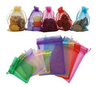 JRSHIRLEYLTD 105 bolsitas de organza, pequeñas bolsas de regalo, bolsas de organza multicolor, para joyas, joyas de cristal, caramelos, Navidad (7 x 9,10 x 15 cm)