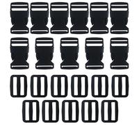 JRSHIRLEYLTD 11 hebillas para correas de 25 mm de ancho, cierre de clip ajustable de plástico para cierre de hebilla, correa de platillo, hebilla de repuesto, correas de mochila, Negro