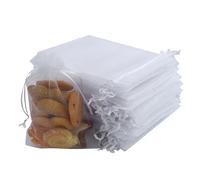 JRSHIRLEYLTD 110 Bolsas de Organza Blanca de 15 x 10 cm con Cierre de Cordón, Ideales para Regalos de Joyería, Dulces y Recuerdos de Boda