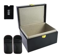 JRSHIRLEYLTD 2 cajas y bolsas de protección sin llave para llaves de coche con 2 fundas de bloqueo de señal, blindaje negro RFID para llaves de coche, funda segura, bolsillos, fibra de carbono y