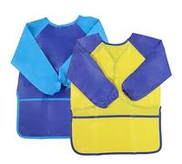 JRSHIRLEYLTD 2 delantales para pintar, delantal impermeable para pintar, para pintar, cocinar, comer (azul, amarillo)