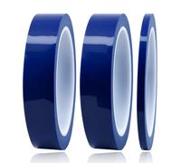 JRSHIRLEYLTD 2 rollos de cinta adhesiva resistente al calor, 20 mm x 50 m, cinta térmica azul con 1 rollo de cinta adhesiva resistente al calor de 5 mm x 50 m, cinta de transferencia de calor para