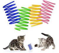 JRSHIRLEYLTD 20 piezas de juguetes para gatos, juguetes de plumas en espiral, juguete para mascotas novedoso, juguete para gatos de primavera colorido, juguete interactivo para mascotas de plástico