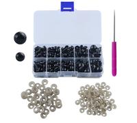 JRSHIRLEYLTD 200 Piezas Ojos Seguridad con Arandelas 6-12mm,Ojos Juguete Plástico Negro,Arandelas Ojos Seguridad,Ojos Seguridad Redondos Muñecas Costura Decoración,para Juguetes Peluche